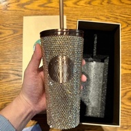 Starbucks lisa Gold Diamond Cup Straw Cup Stainless Steel Thermos Cup Tumbler Large Capacity Gift for Girlfriend