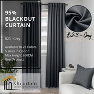 B23 - Ready-Made 95% Blackout Curtain GREY, Langsir Siap Jahit. LANGSIR KAIN TEBAL! ( HOOK/RING )