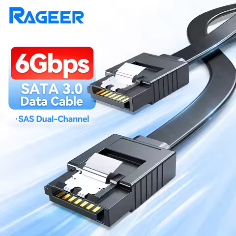 RAGEER SATA III 6Gbps Straight Bend data cable 39 cm black with Double buckle lock for SATA HDD SSD 