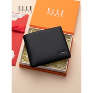 Genuine ELLE HOMME Men's Wallet Genuine Leather Short Wallet Cowhide 2023 New Style Wallet Men Style