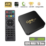 Android TV Box Q96 MAX 8+128GB UK Plug 4k Android TVBOX H.265 Media Player