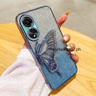 Casing for Oppo A18 A38 A58 A78 4G 5G A58X  Shockproof流沙蝴蝶支架闪光粉防摔手机壳 HZZJ