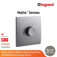 Legrand ดิมเมอร์แบบหมุน(สำหรับหลอดไฟฟ้า และหลอด LED) สีเทาดำ 1G 300W Dimmer | Mallia Senses | Dark S
