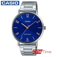 CASIO Standard นาฬิกาข้อมือผู้ชาย สายสแตนเลส รุ่น MTP-VT01D-2B2UDF (หน้าปัดสีน้ำเงินตัวเลข)