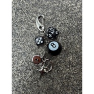 Chooseonenew | {Ready Stock}🇰🇷Korea No. 8 Ball Dice Cross Star Pool Metal Key Ring Pendant Accessori