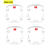 【 Ann-Car 】4ชิ้น/เซ็ต Isuzu Car Door Handle Protector ฝาครอบด้านในชามสติกเกอร์ป้องกันรอยขีดข่วน Isuzu DMAX