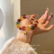 [Christmas Gospel] Natural Black Gold Super Seven Green Hair Crystal Red Glue Flower Crystal Bracele