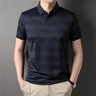 MMLLZEL Men's Clothing Plain Polo Shirt Men's Striped Casual T-shirt Short Sleeve Top Striped Casual (Color : D, Size : XL code)