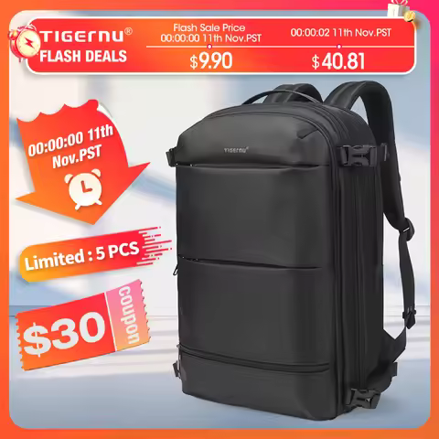 Tigernu Expandable Vacuum Compression 27L-37L Hiking Travel Laptop Backpack For 17inch Storage Pack