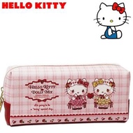 日本 SANRIO HELLO KITTY & DOLLY MIX 50週年 粉紅色皮革 筆袋