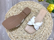 Dép xẹp nơ đế TPR cao cấp chống trượt TT Shoes mũi vuông thuy01