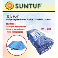 SUNTUF Blue White Canvas sheet/RollTarpaulin 6ftx30ft/40ft/70ft Kanvas Biru Putih l Waterproof Canva