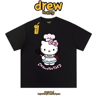 Drew American Street Wear Cute Chef KT Cat Short Sleeve T-Shirt Couple Kitty Niche ins Original Half