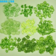 BARR1YRB 30pcs Green Transparent Leaf Shape Beads, Leaf Shape Transparent Green Acrylic Leaf Beads, 