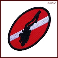 [Blesiya2] Scuba Dive Flag Patch Backpack Iron-On Embroidered Diver Down Flippers Oval