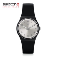 Swatch Gent SILVER FRIEND TOO GB287 Black Silicone Strap Watch