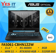 Asus TUF Gaming FA5061-CBHN122W 15.6'' FHD 144Hz Laptop (R5 4600H, 8GB, 512GB SSD, RTX3050 4GB, W11, 2YW ) Free Bag