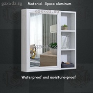 Space aluminum light luxury bathroom mirror cabinet with shelf mirror bathroom mirror box wall-mounted storage wall hang Cabinet / Bath Vanity Cabinet / Storage Cabinet PYJA