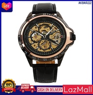 ESS Skeleton Leather Strap Automatic Mechanical Watch - WM267 - Black Gold