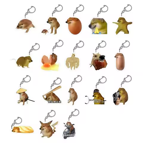 Funny Amusing Arena Breakout Cheems Dog Car Keychain Cartoon Dog Print Acrylic Character Keychain Fr