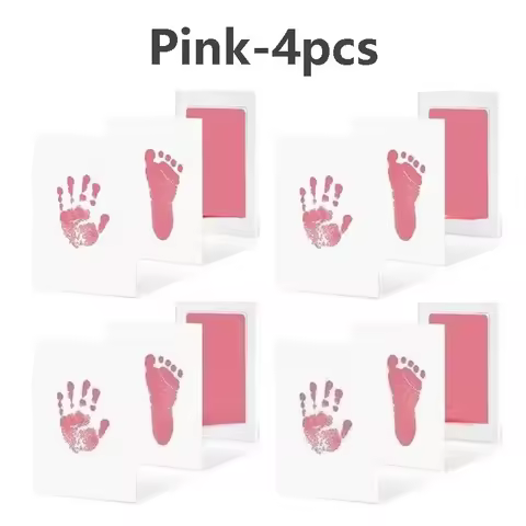 Safe Non-toxic Baby Footprints Handprint No Touch Skin Inkless Ink Pads Kits for 0-10 Months Newborn
