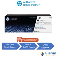 HP 136X Black Original High Yield  LaserJet Toner Cartridge [W1360X]