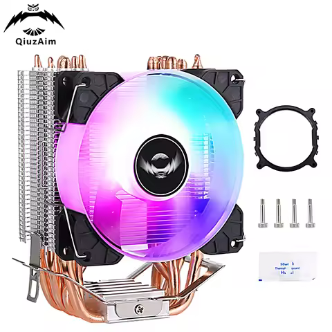 QiuzAim Silent Radiator 6 Heat Pipe Computer Processor Air-cooled 4Pin/PWM CPU Cooler Fan Installing