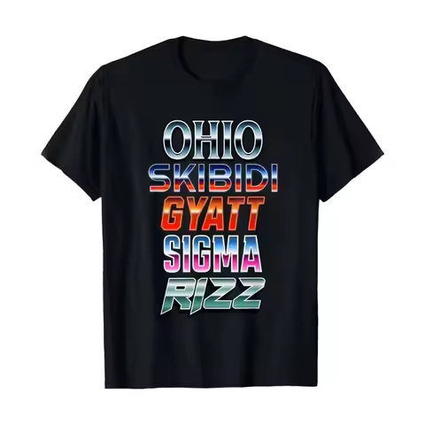 Men's Women Vintage Meme Ohio Skibidi Gyatt Sigma Rizz Graphic T Shirt Streetwear Oversize Tee Summe