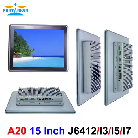 Partaker 15 Inch Industrial Panel PC I7 10810U I5 8260U 10310U I3 10110U J6412 Win11 RS232 2xLAN DDR