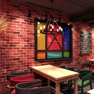 MERAH Brick Motif Wall Sticker Wallpaper in Red Combination Colors, Length 8 to/, 9 Meters x Width 4