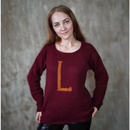 Personalized sweater with letter , Christmas sweater , personalized gift