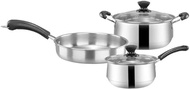 3pcs/set Stainless Steel Cookware Set Milk Pot Kit Induction Cooker Cooking Pan for Home Flat Bottom