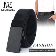 LouisWill Men Belt Canvas Outdoor Tactical Adjustable Belt Nylon Ratchet Belts Sliding Click Belt wi