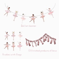Ballet Theme Banner Flags Bow Garland Ballerina Cupcake Topper For Girl Dance Happy Birthday Cake De