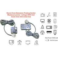SEMENYIH Heavy Duty Extension Socket 13A Metal Clad Trailing Extension Wire Cable 1Gang 2Gang 70/076