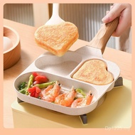Three-in-One Burger Egg Household Bacon Breakfast Pancake Pan Frying Pan Heart Two-Hole Omelette Pan