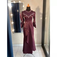 UNGU (NEW) Hanifa Dress Gamis Baju Dress Satin Silk Tile Mermaid Mermaid Bridesmaid Graduation Cerem