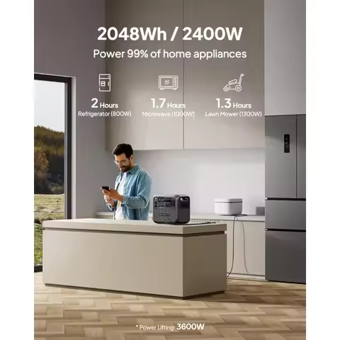 AC200L Portable Power Station 2048Wh 2400W LiFePO4 Battery | 3600W Power Lifting, Expandable to 8192