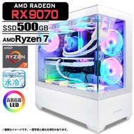 ゲーミングPC  GP-V3 ホワイト ピラーレス AMD Radeon RX9070 AMD Ryzen7 5700X Win11 SSD500GB メモリ16GB CPU水冷ファン eスポーツ P
