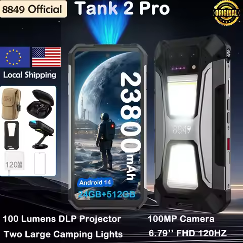 8849 Tank 2 PRO Rugged Smartphone With Projector 100 Lumens Android14 23800mAh 100MP Camera 512GB 12