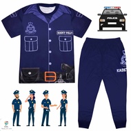 (1-12Y) Kids KADET POLIS Microfiber Full Print Pajamas Baju Tidur Budak Lelaki Kanak Kadet Police Uniform