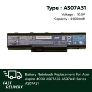 แบตเตอรี่ โน๊ตบุ๊ค Replacement for Acer Aspire 4000 Series AS07A31 AS07A32 AS07A41 (ส่งฟรี ประกัน 1 