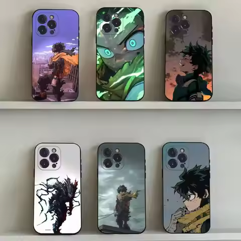 My Hero Academia Deku Phone Case For iPhone 16,15,14,13,12,11,Pro,Max,Plus,X,XS,SE4,E,Mini,Soft Blac