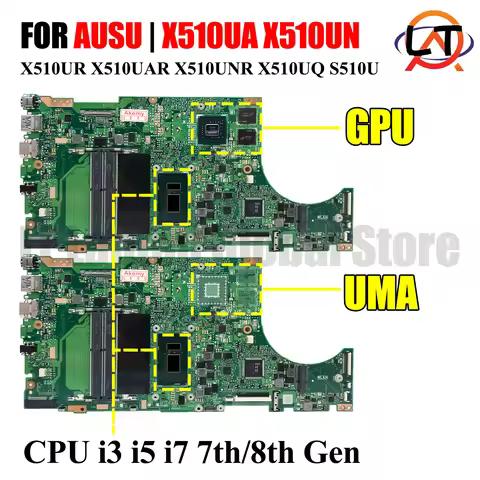 UX510UN Laptop Motherboard For ASUS ZenBook X510UA X510UR X510UAR X510UNR X510UQ S510U CPU i3 i5 i7 