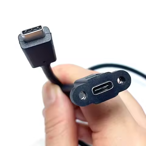 Panel Mount USB3.1 With Screw Hole USB-C Extension Line Lock Connector Cable USB-C Male To Female Ca