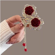 Korean Rhinestone Flower Accent Hair Clips / 2024 Chinese New Year Hair Clips / Sangjit China Weddin