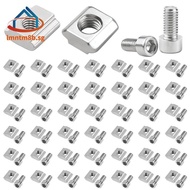 T-Slot Nut 6 Series Stainless Steel M5 T-Slot Nuts 50pcs with Screw, 2020 T-Nut Type B,Allen Screw C