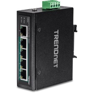 TRENDnet 5-Port Industrial Fast Ethernet DIN-Rail Switch, 4 x Fast Ethernet PoE+ Ports, 1 x Fast Eth