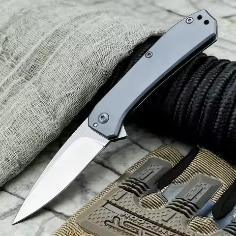 Folding Knife with 8Cr13Mov Blade and 420 Steel Handle Suitable Fishing Climbing Camping Picnic Barb