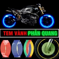 Set of 16 reflective rim stickers for motorbikes and cars - 18 inches